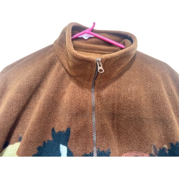Kokopelli Horses Novelty Fleece Jacket Medium Full Zip Rodeo Cowgirl Cowboy Ranc - Picture 7 of 14